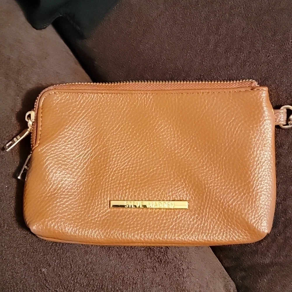 Steve Madden Brown Wristlet with Clip Wrist Strap